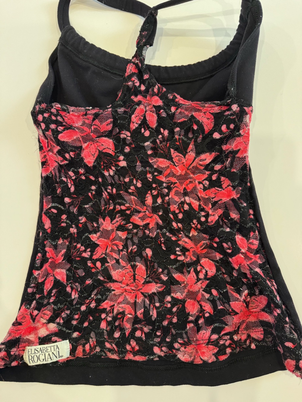 Elisabetta Rogiani Black & Red Floral Lace Camisole